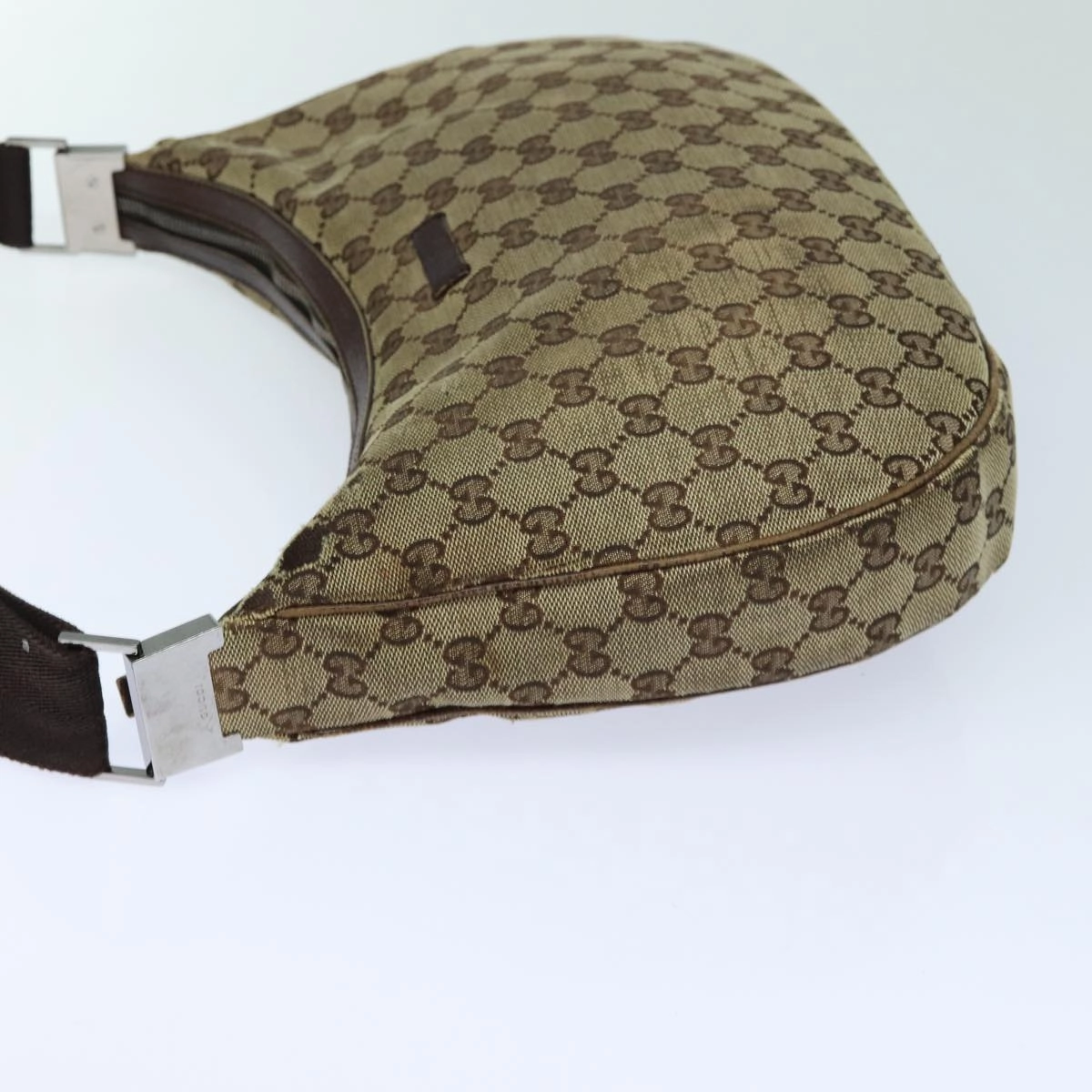 GUCCI GG Canvas Shoulder Bag Beige Brown 122709  82825