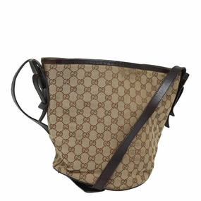 GUCCI GG Canvas Shoulder Bag Beige Brown Silver 106240  85726