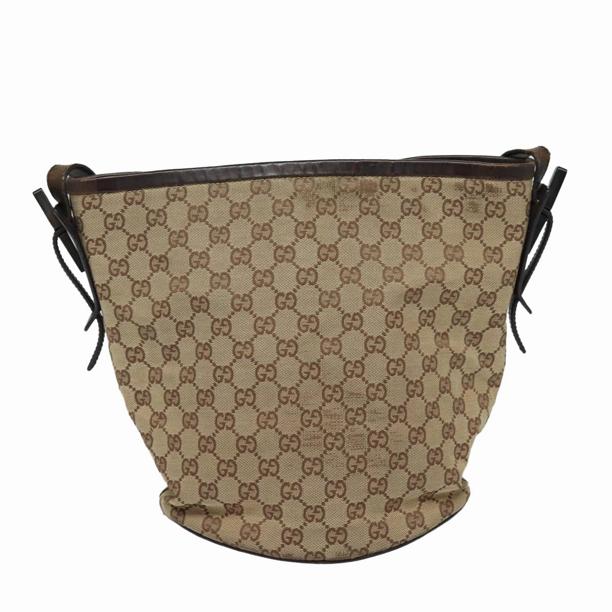 GUCCI GG Canvas Shoulder Bag Beige Brown Silver 106240  85726