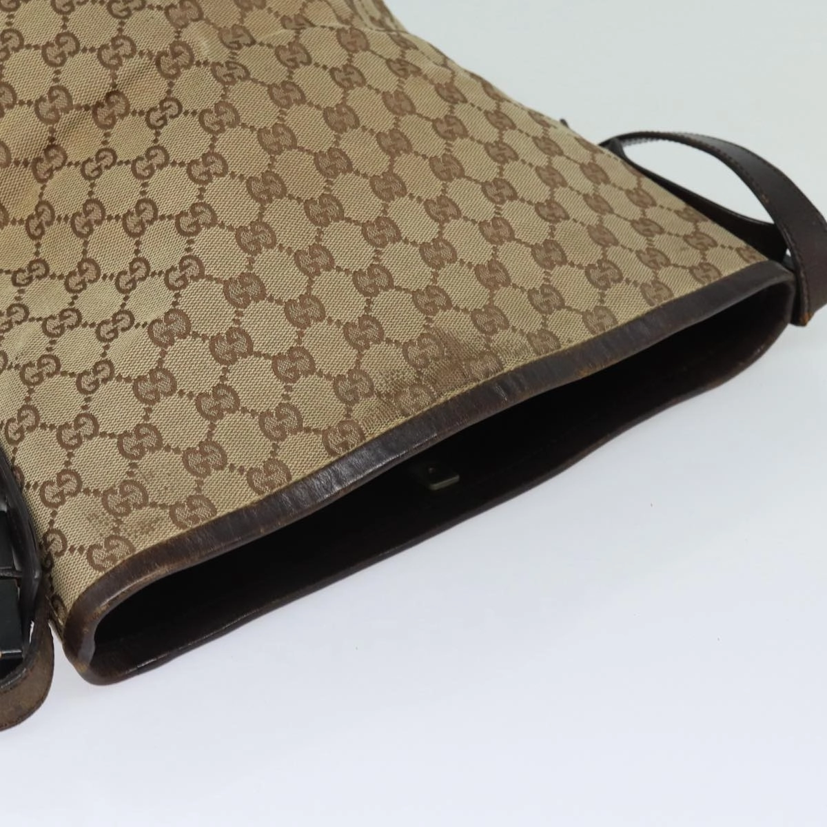 GUCCI GG Canvas Shoulder Bag Beige Brown Silver 106240  85726