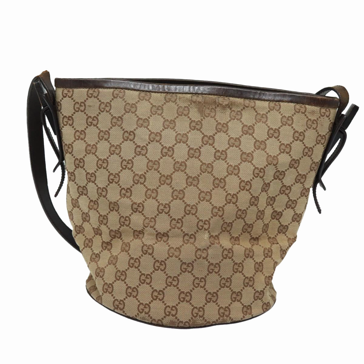 GUCCI GG Canvas Shoulder Bag Beige Brown Silver 106240  85726