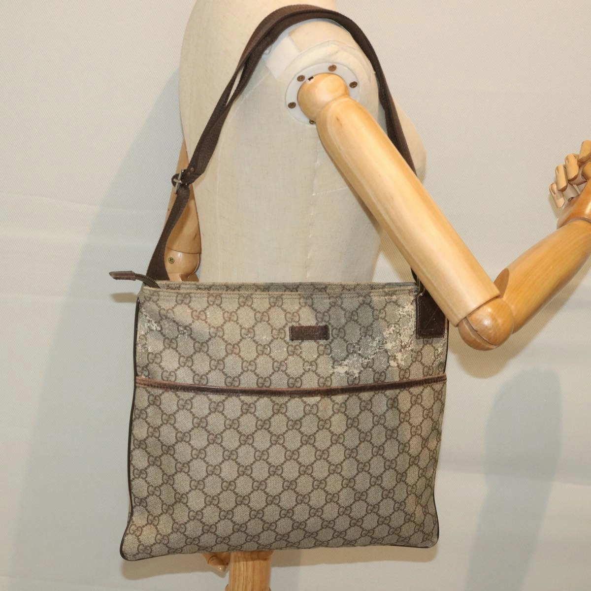 GUCCI GG Canvas Shoulder Bag Coated Canvas Beige 141198 1265