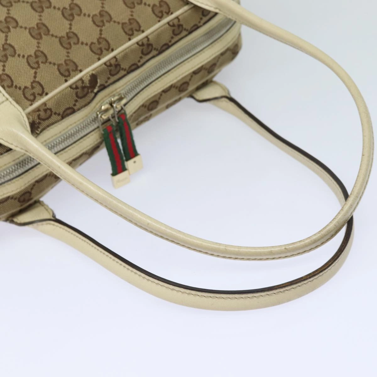 GUCCI GG Canvas Web Sherry Line Shoulder Bag Beige Red Green 161720  80133