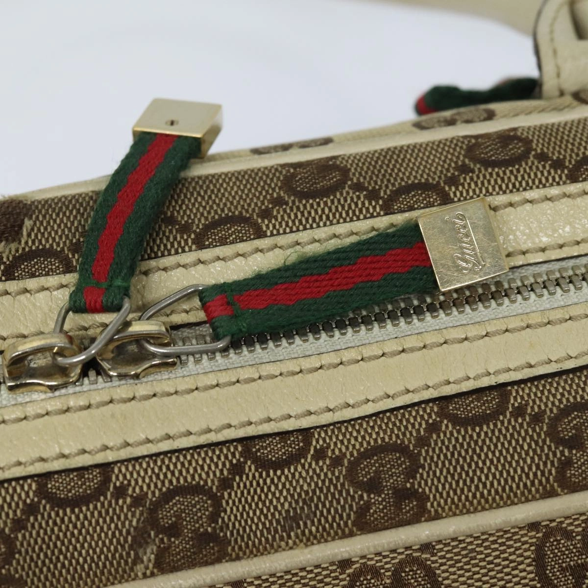 GUCCI GG Canvas Web Sherry Line Shoulder Bag Beige Red Green 161720  80133