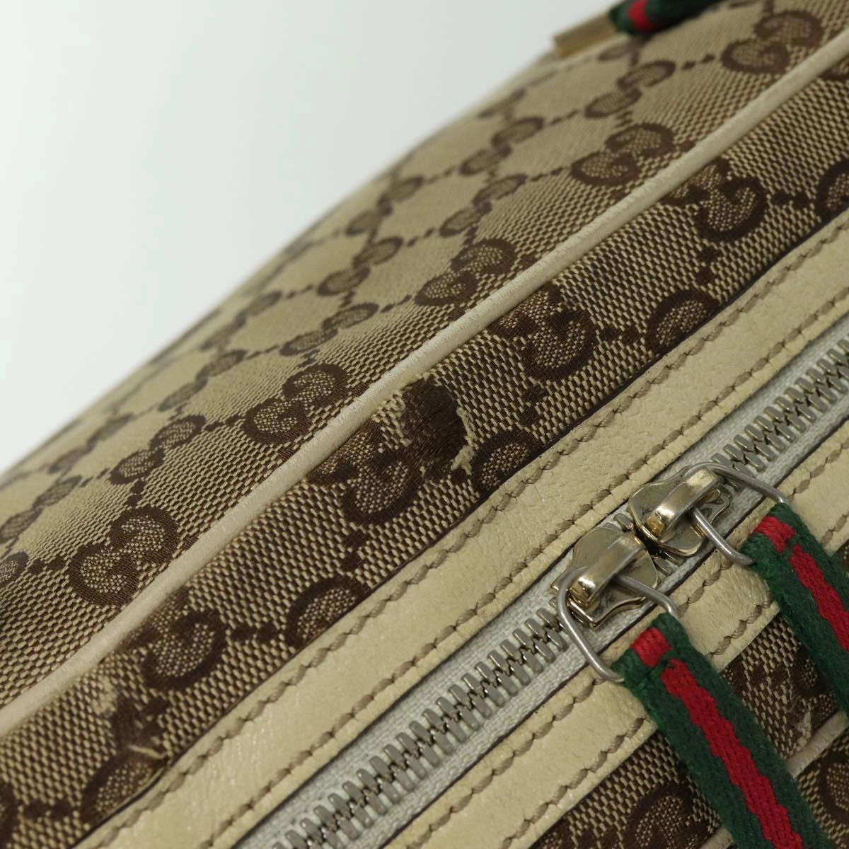 GUCCI GG Canvas Web Sherry Line Shoulder Bag Beige Red Green 161720  80133