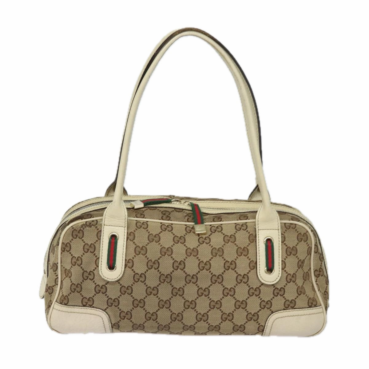 GUCCI GG Canvas Web Sherry Line Shoulder Bag Beige Red Green 161720  80133