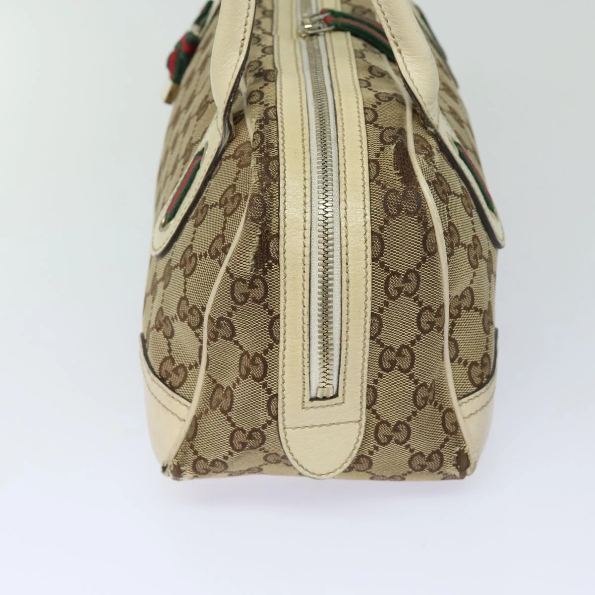 GUCCI GG Canvas Web Sherry Line Shoulder Bag Beige Red Green 161720  80133