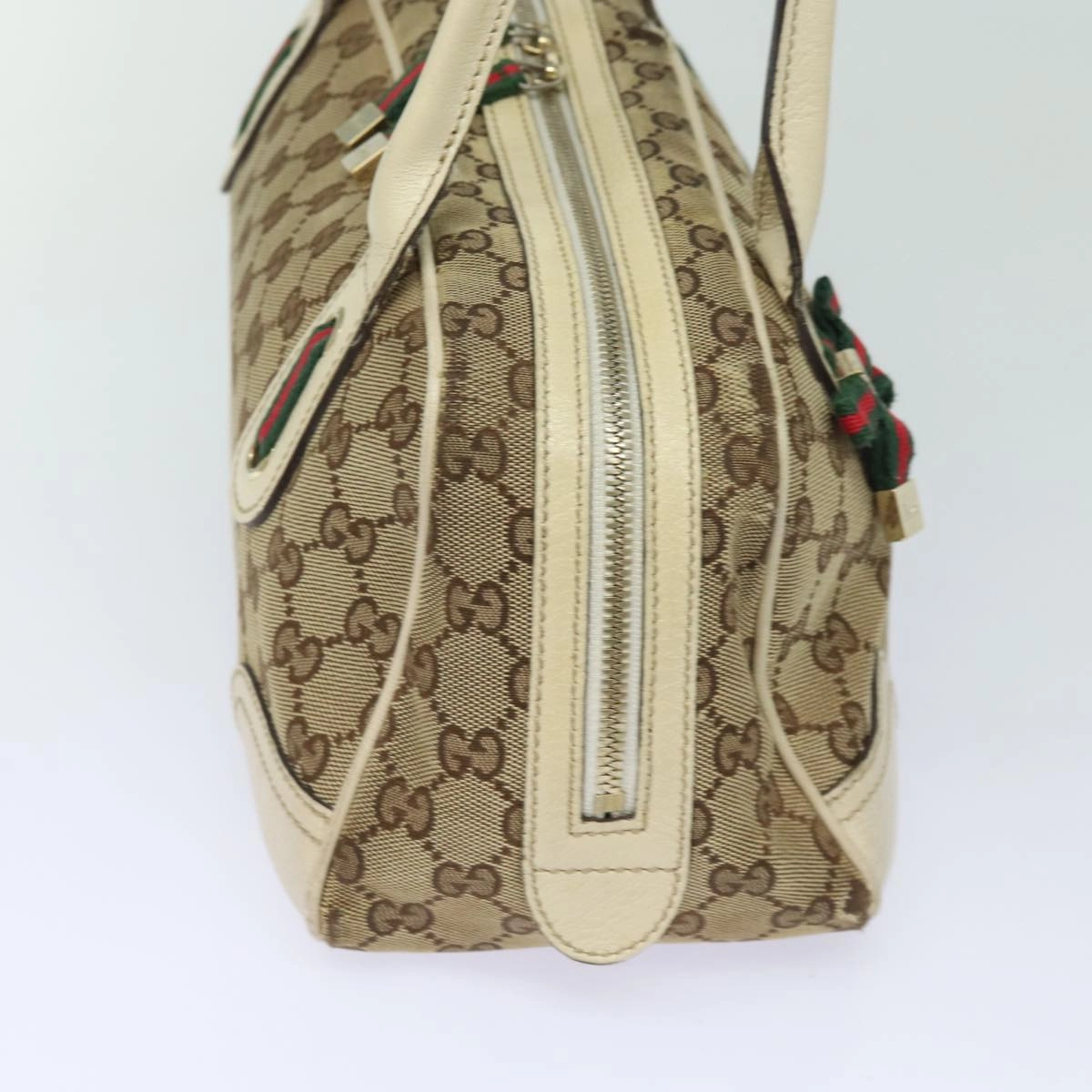 GUCCI GG Canvas Web Sherry Line Shoulder Bag Beige Red Green 161720  80133