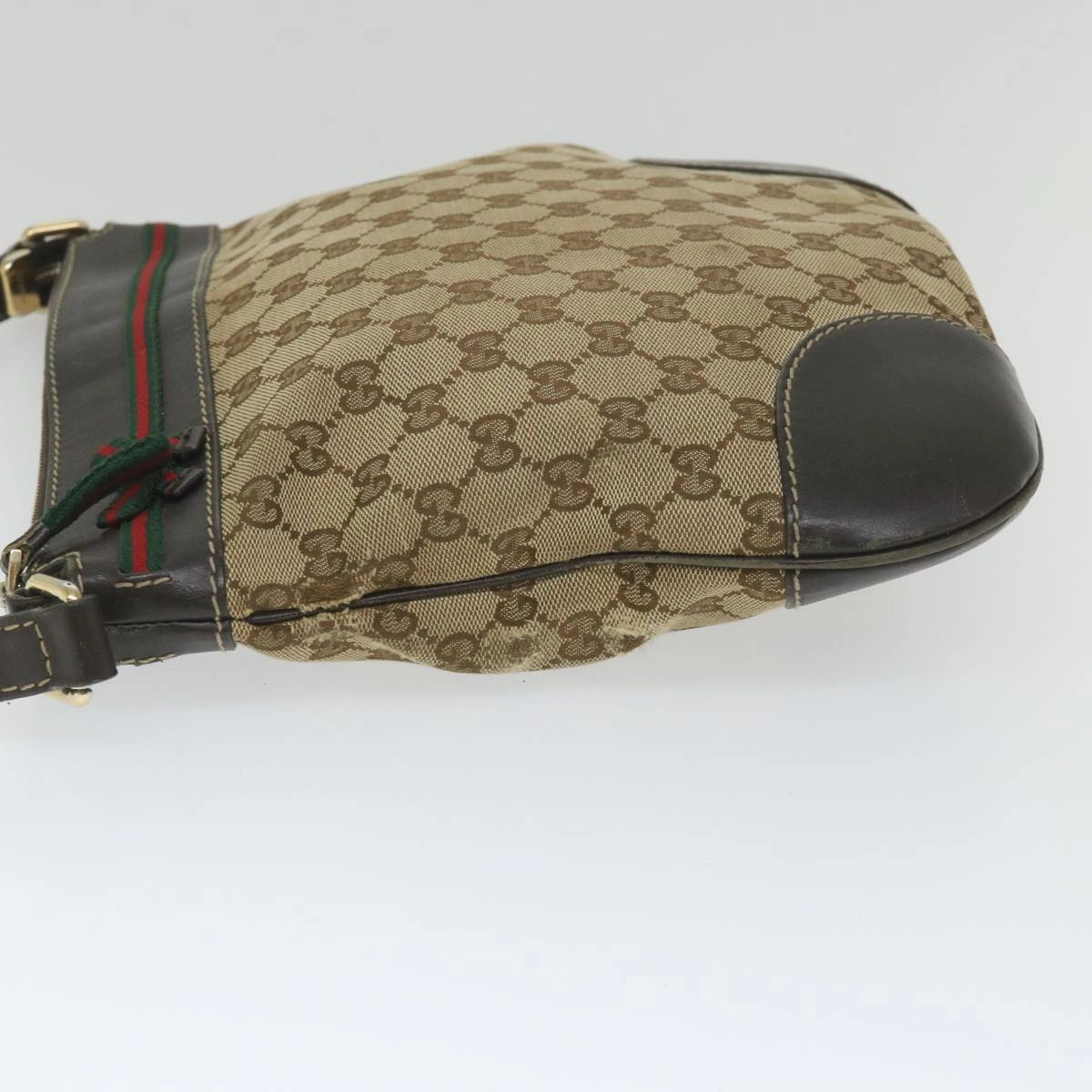GUCCI GG Canvas Web Sherry Line Shoulder Bag Beige Red Green 257065  58041