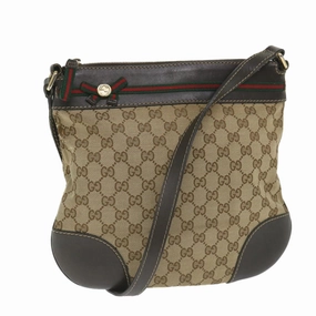 GUCCI GG Canvas Web Sherry Line Shoulder Bag Beige Red Green 257065  58041