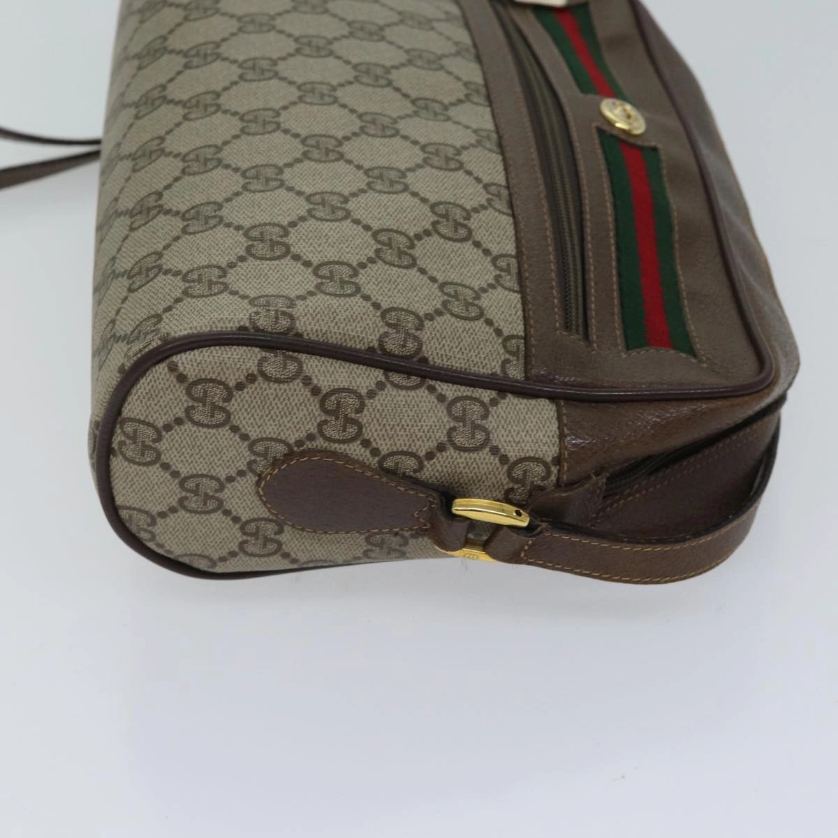 Gucci GG Canvas Web Sherry Line Shoulder Bag PVC Beige Green Red
