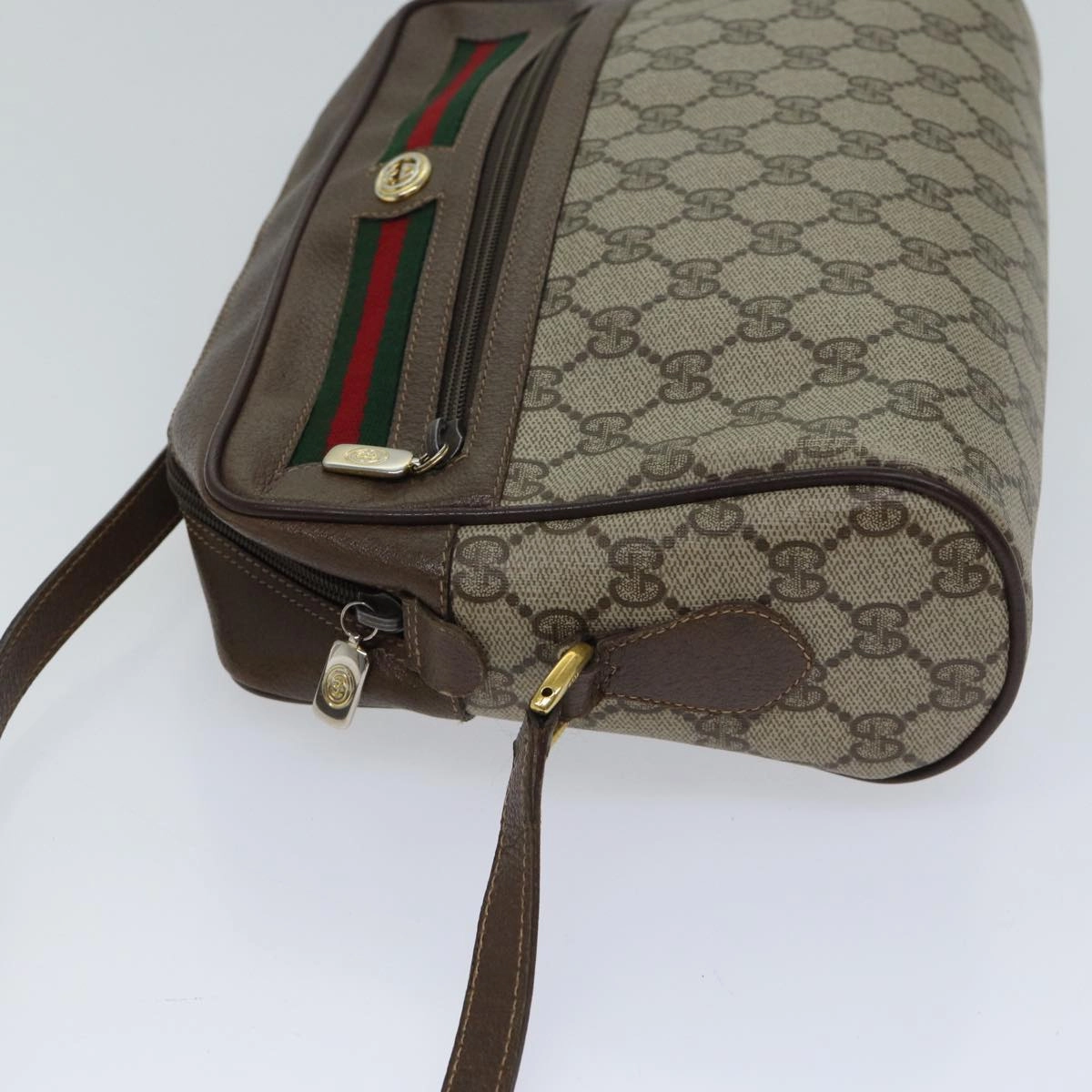 Gucci GG Canvas Web Sherry Line Shoulder Bag PVC Beige Green Red