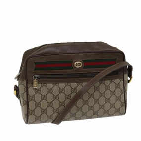 Gucci GG Canvas Web Sherry Line Shoulder Bag PVC Beige Green Red