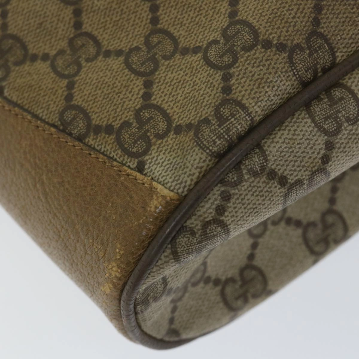 GUCCI GG Canvas Web Sherry Line Shoulder Bag PVC Leather Beige Green  56288