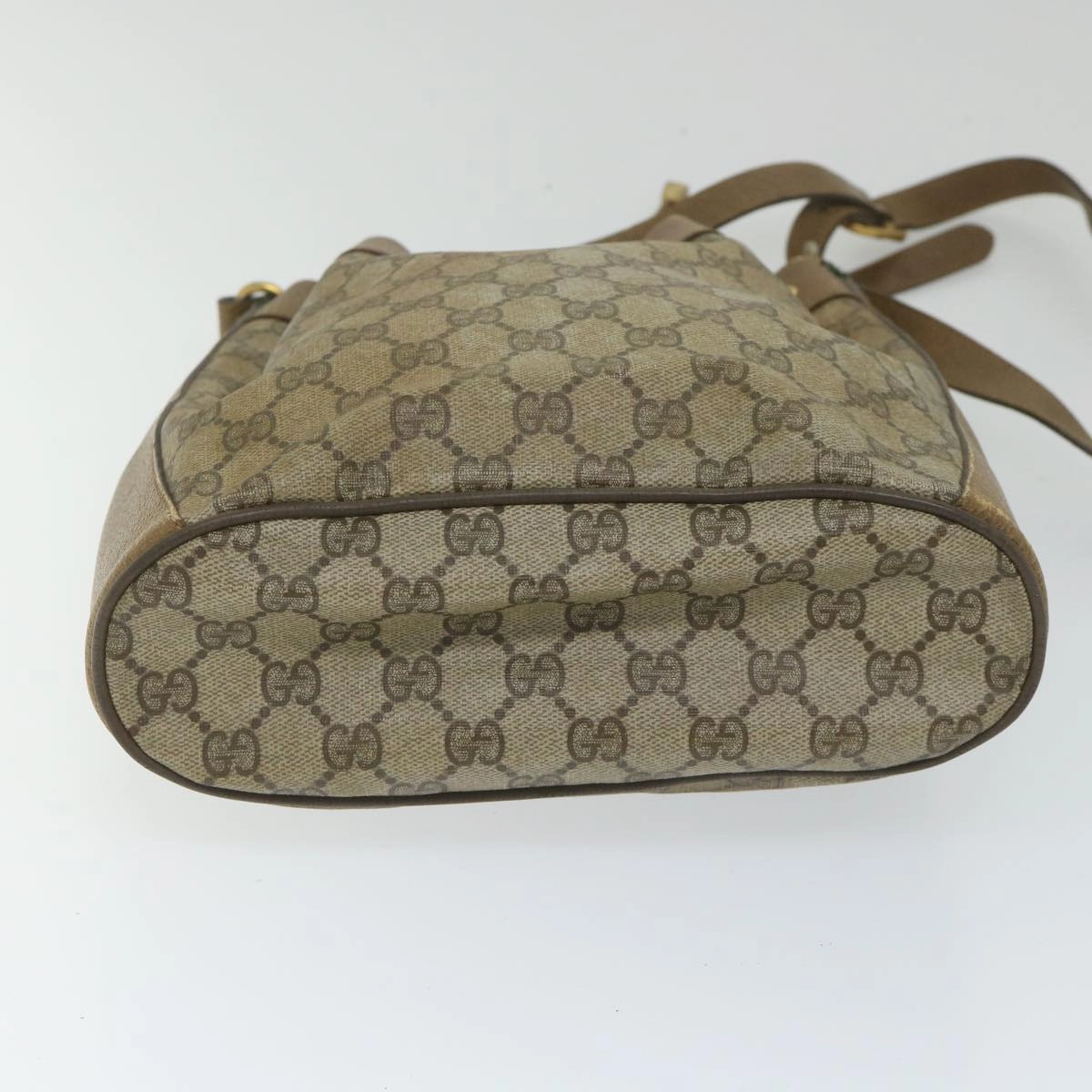 GUCCI GG Canvas Web Sherry Line Shoulder Bag PVC Leather Beige Green  56288