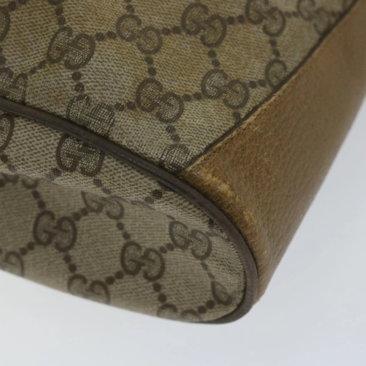 GUCCI GG Canvas Web Sherry Line Shoulder Bag PVC Leather Beige Green  56288