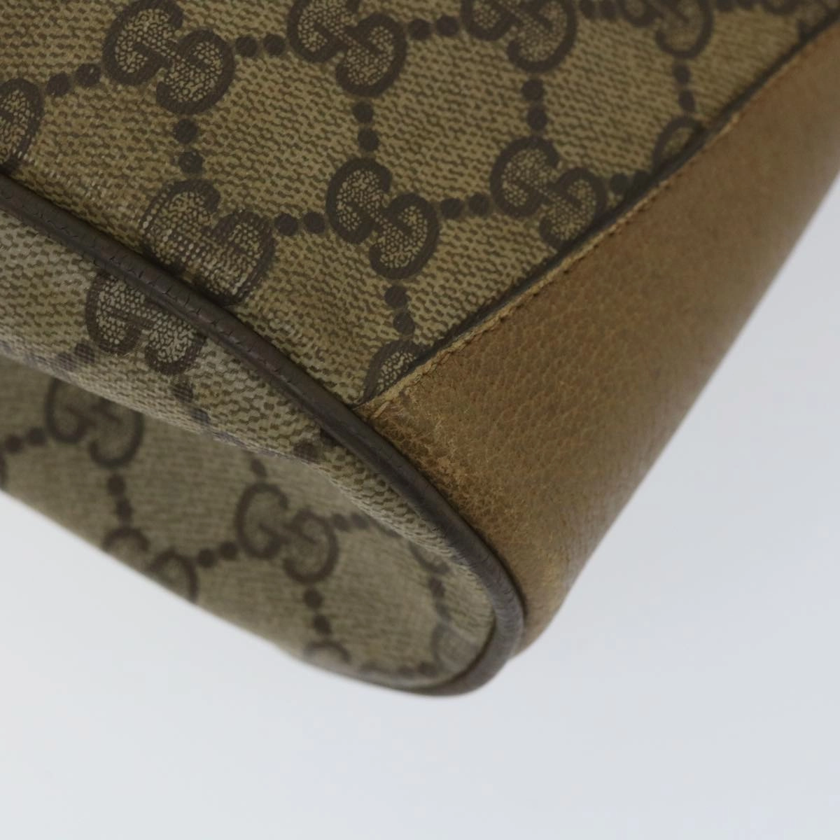 GUCCI GG Canvas Web Sherry Line Shoulder Bag PVC Leather Beige Green  56288