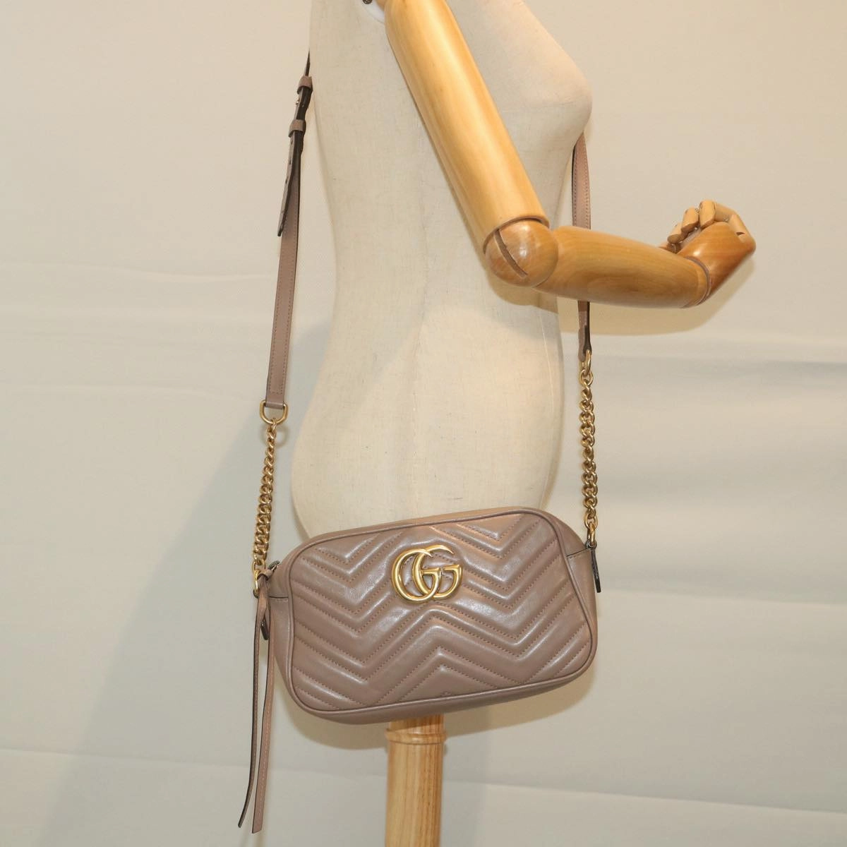 GUCCI GG Marmont Shoulder Bag Beige 447632  bs9395