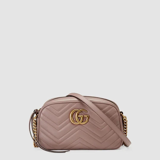 Gucci GG Marmont small matelass shoulder bag Dusty pink