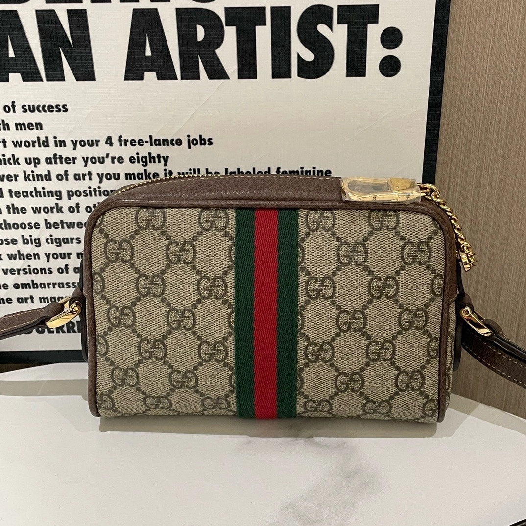 Gucci GG Supreme Camera Bag Beige Canvas Crossbody #12090