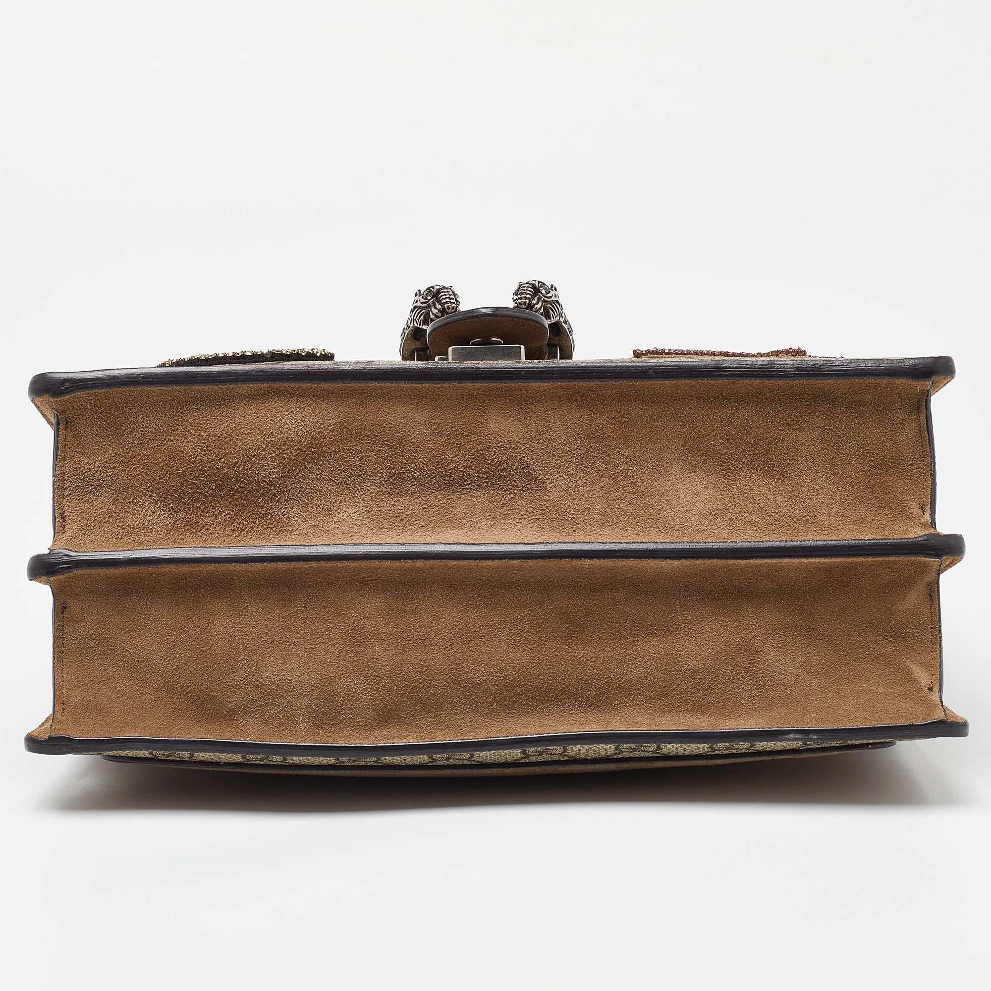 Gucci  Gg Supreme Canvas And Suede Medium Dionysus Embellished Shoulder Bag