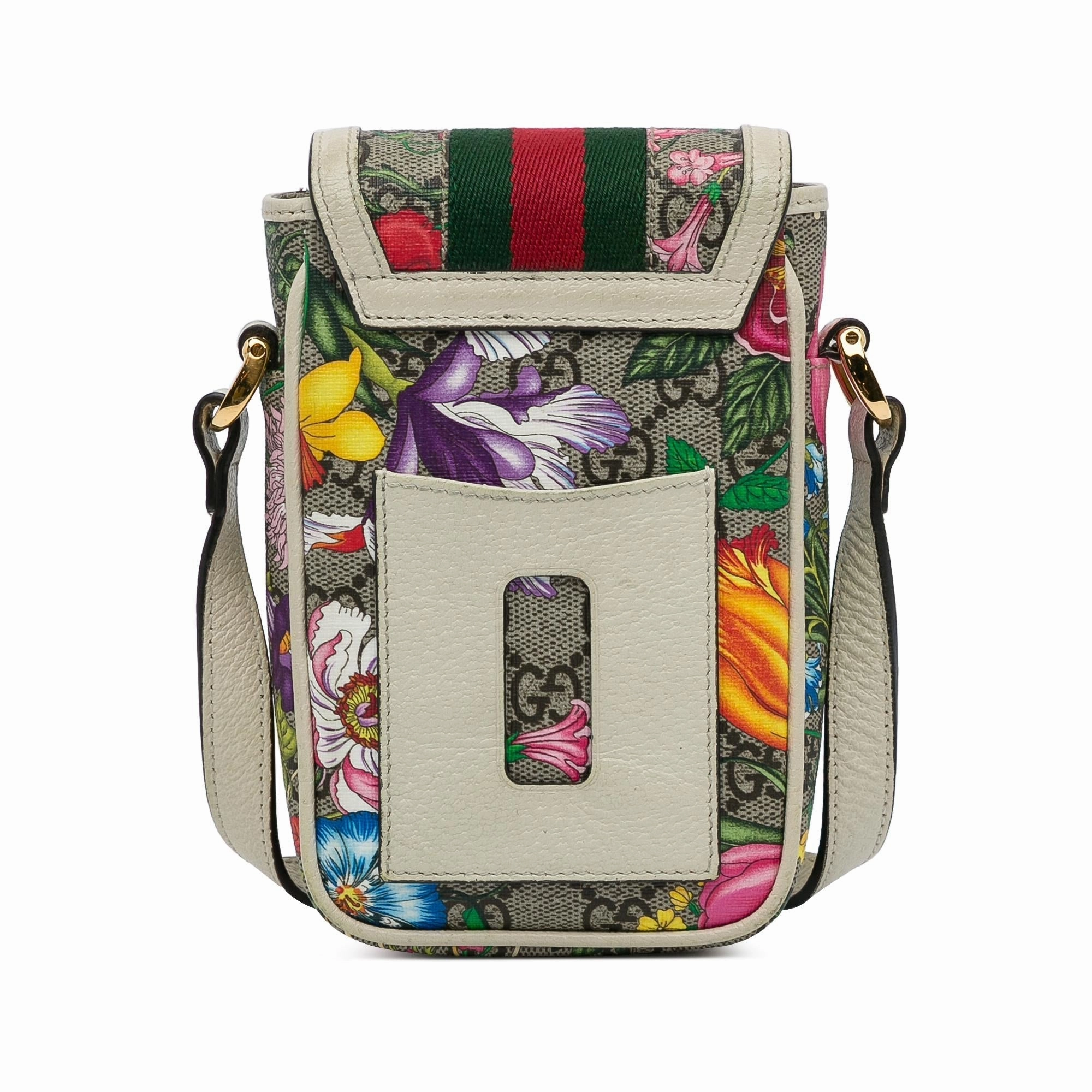 Gucci GG Supreme Flora Ophidia Phone Crossbody Bag (SHG-QjvveC)
