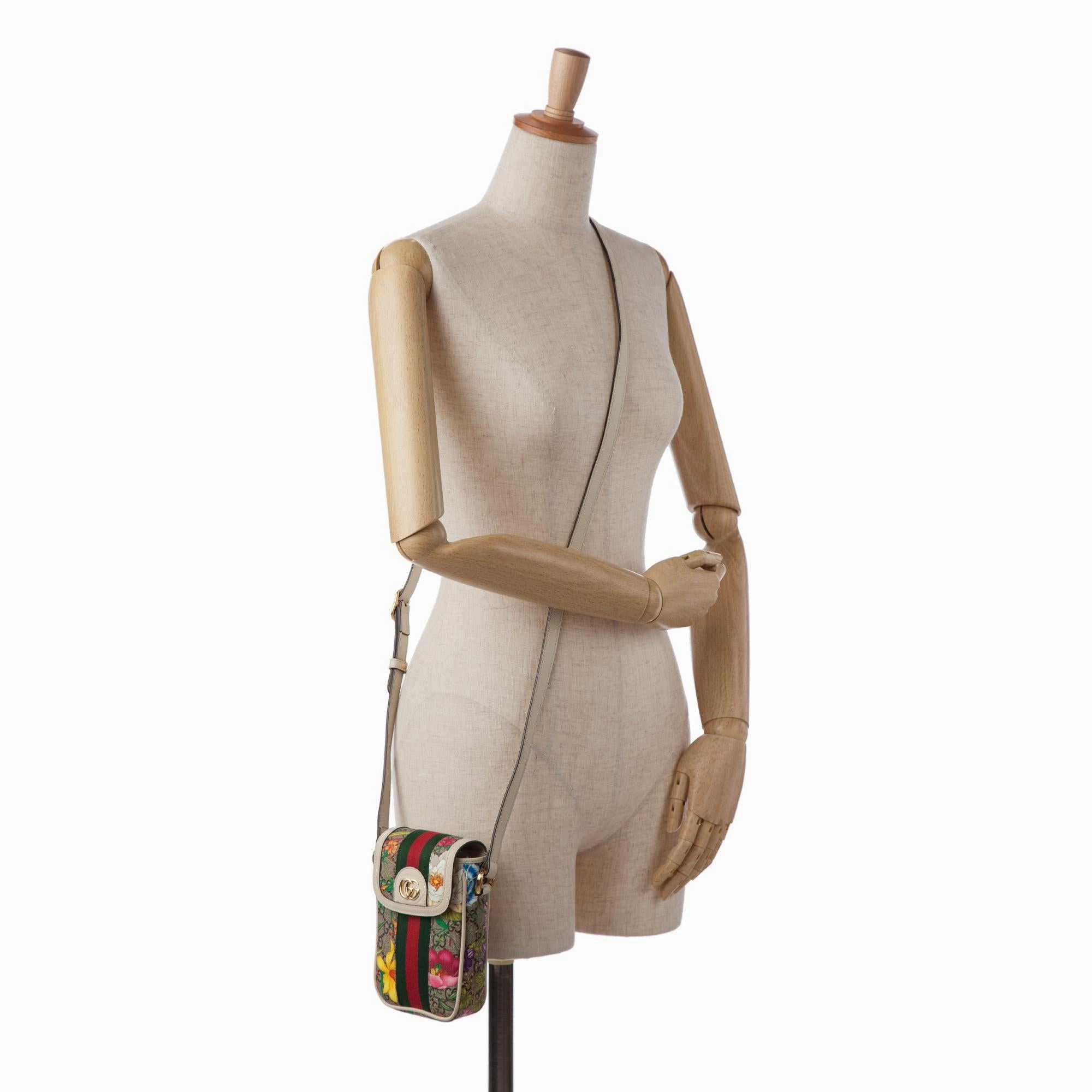 Gucci GG Supreme Flora Ophidia Phone Crossbody Bag (SHG-QjvveC)