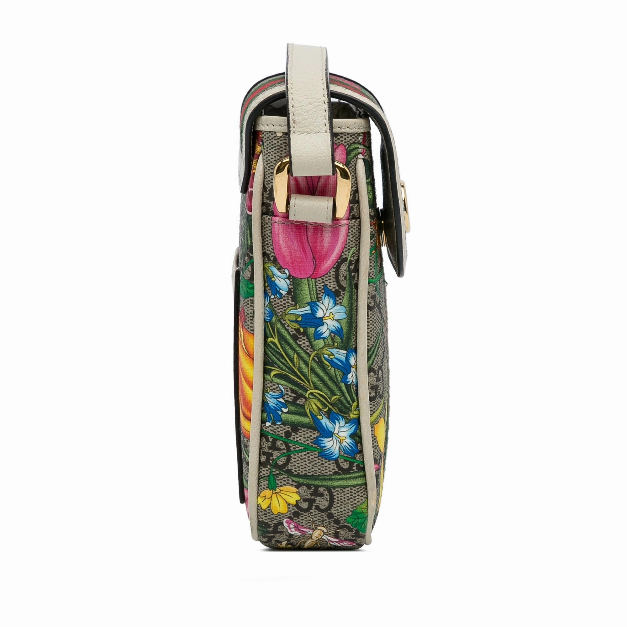 Gucci GG Supreme Flora Ophidia Phone Crossbody Bag (SHG-QjvveC)