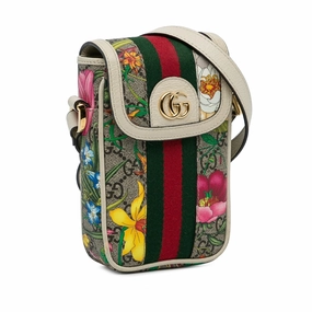 Gucci GG Supreme Flora Ophidia Phone Crossbody Bag (SHG-QjvveC)