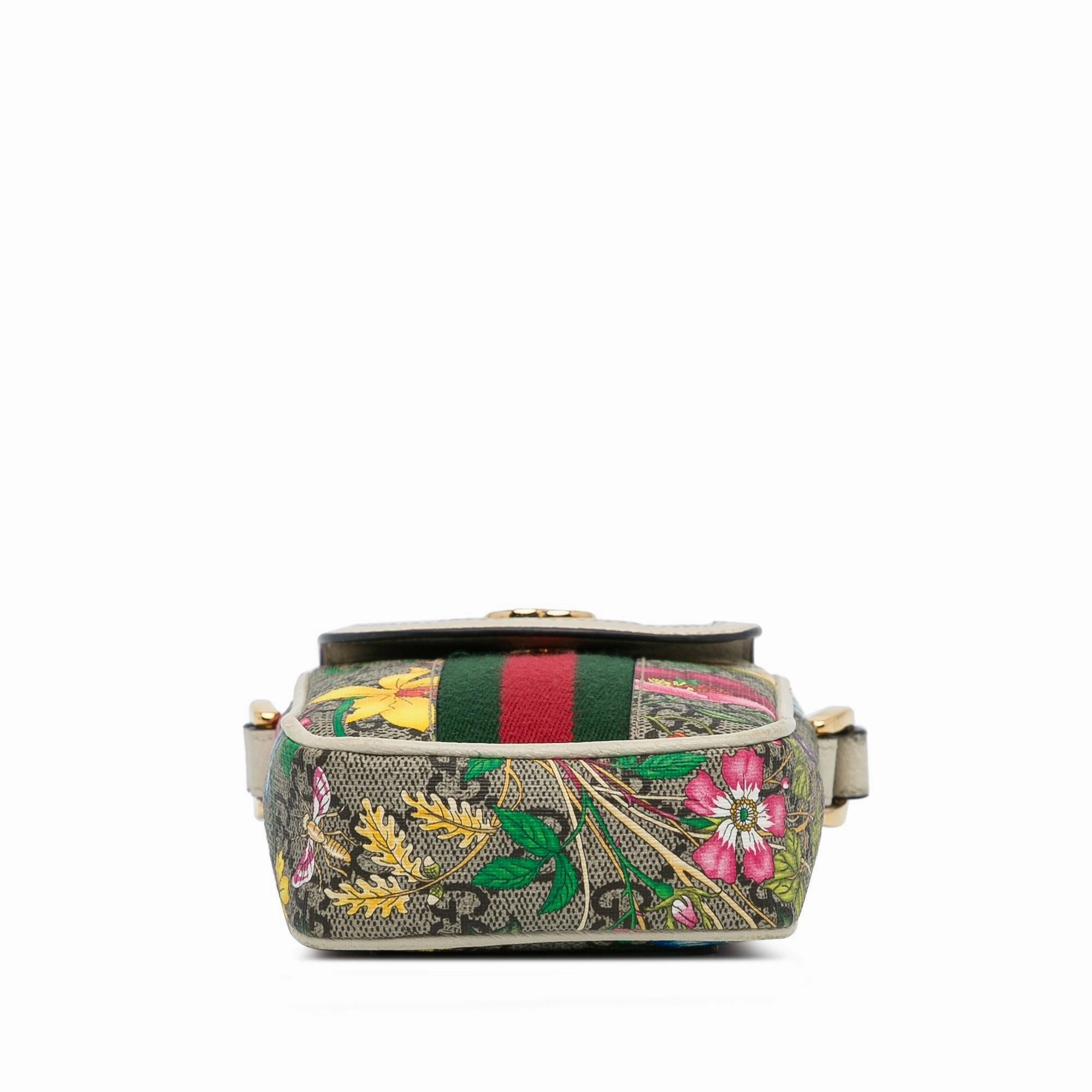 Gucci GG Supreme Flora Ophidia Phone Crossbody Bag (SHG-QjvveC)