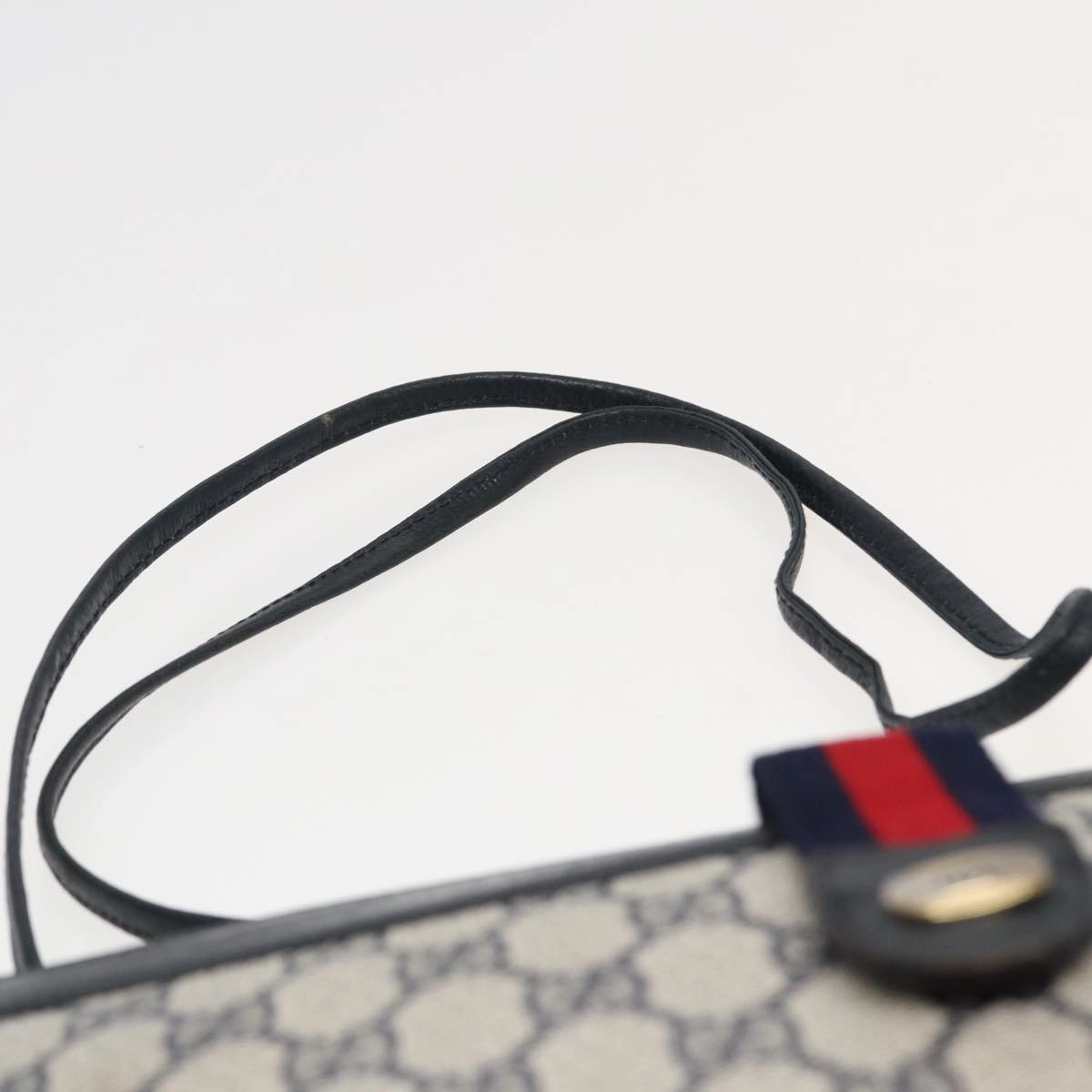 GUCCI GG Supreme Sherry Line Shoulder Bag PVC Navy Red 904 02 026  83193