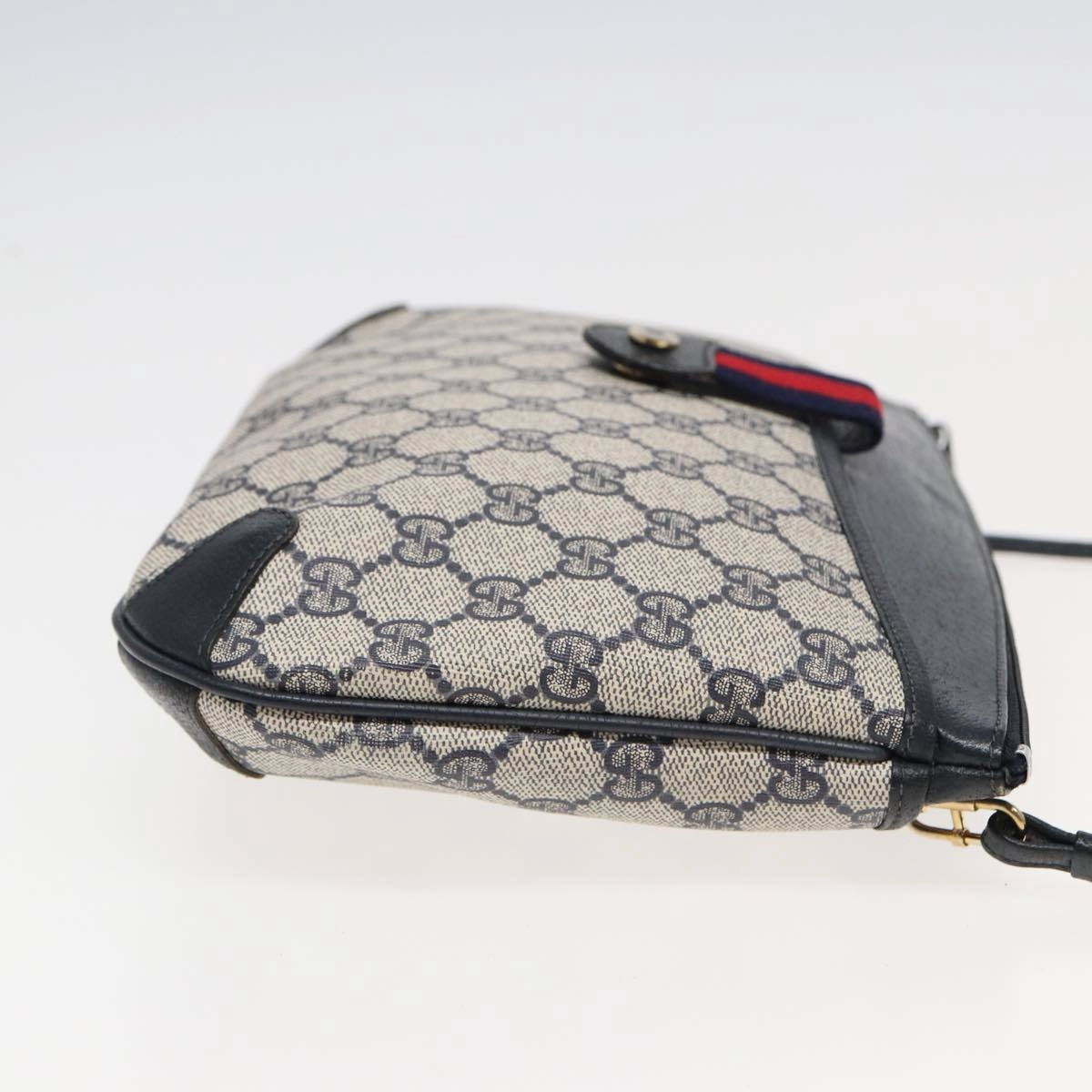 GUCCI GG Supreme Sherry Line Shoulder Bag PVC Navy Red 904 02 026  83193