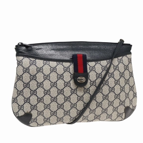 GUCCI GG Supreme Sherry Line Shoulder Bag PVC Navy Red 904 02 026  83193