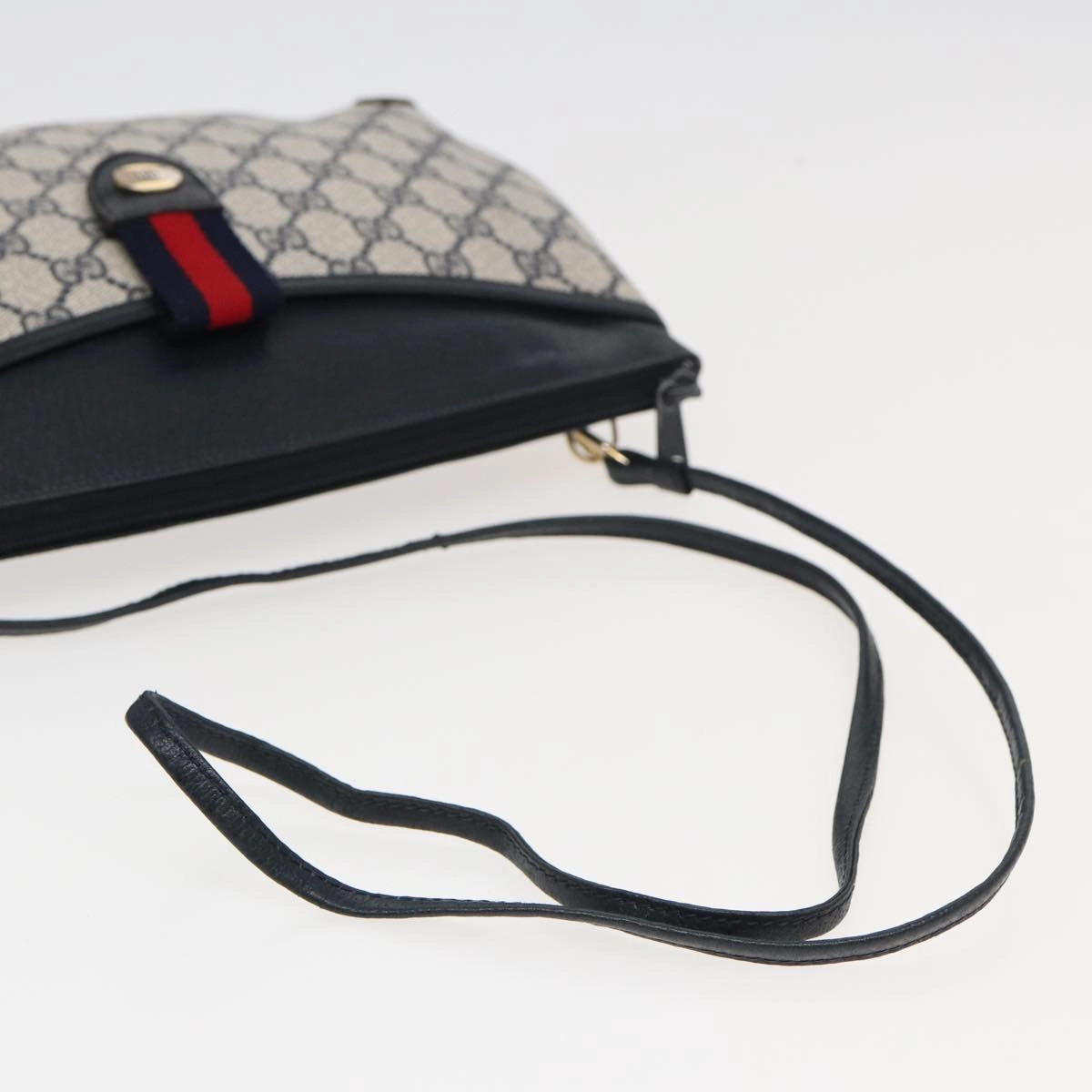 GUCCI GG Supreme Sherry Line Shoulder Bag PVC Navy Red 904 02 026  83193