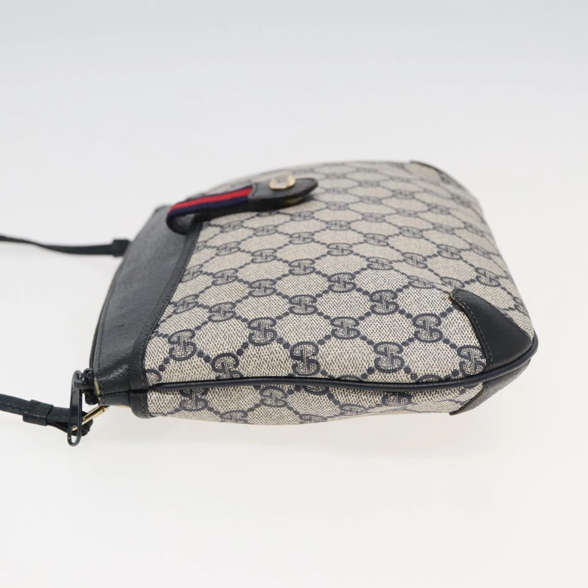 GUCCI GG Supreme Sherry Line Shoulder Bag PVC Navy Red 904 02 026  83193