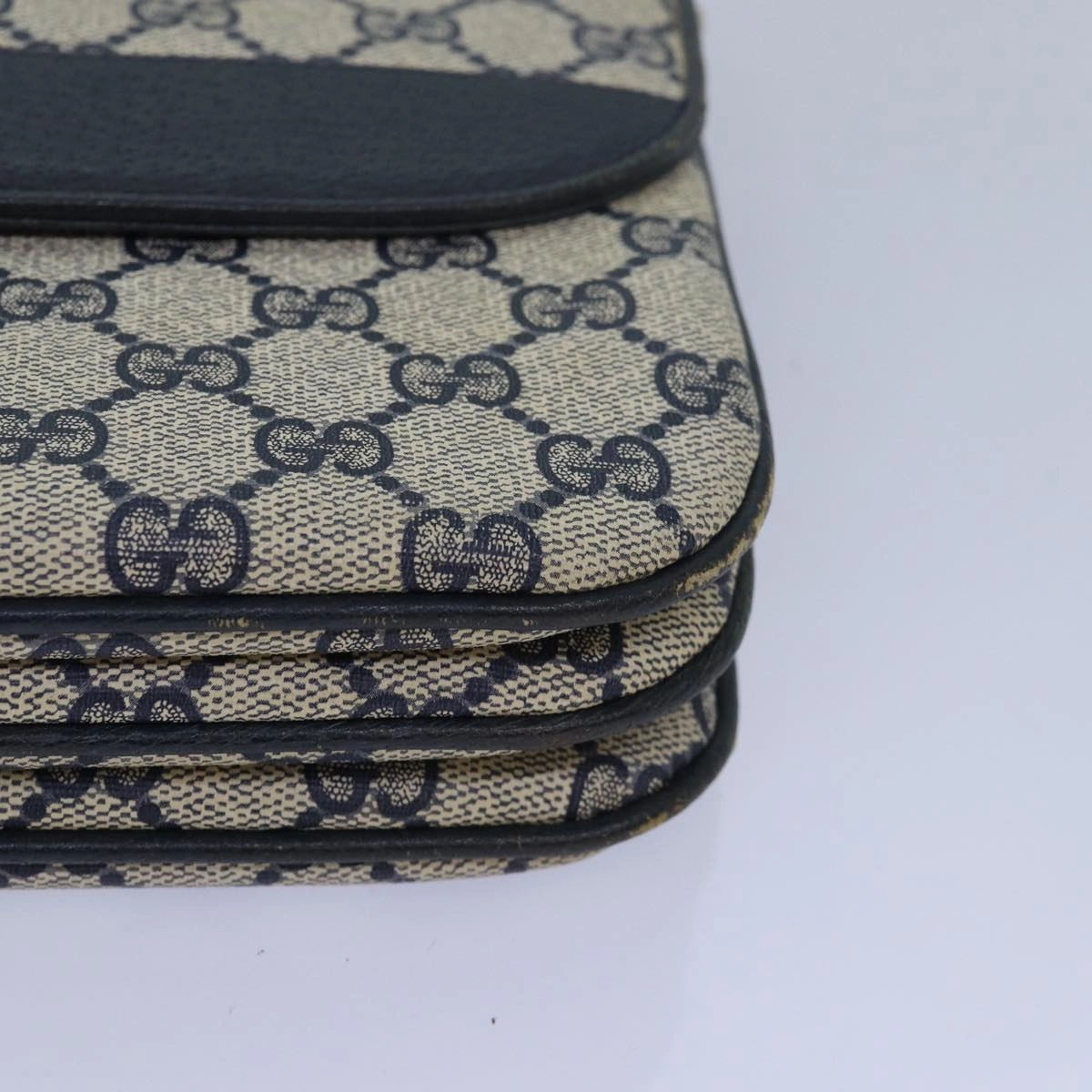 GUCCI GG Supreme Shoulder Bag PVC Leather Navy 004 106 0024  ar11976