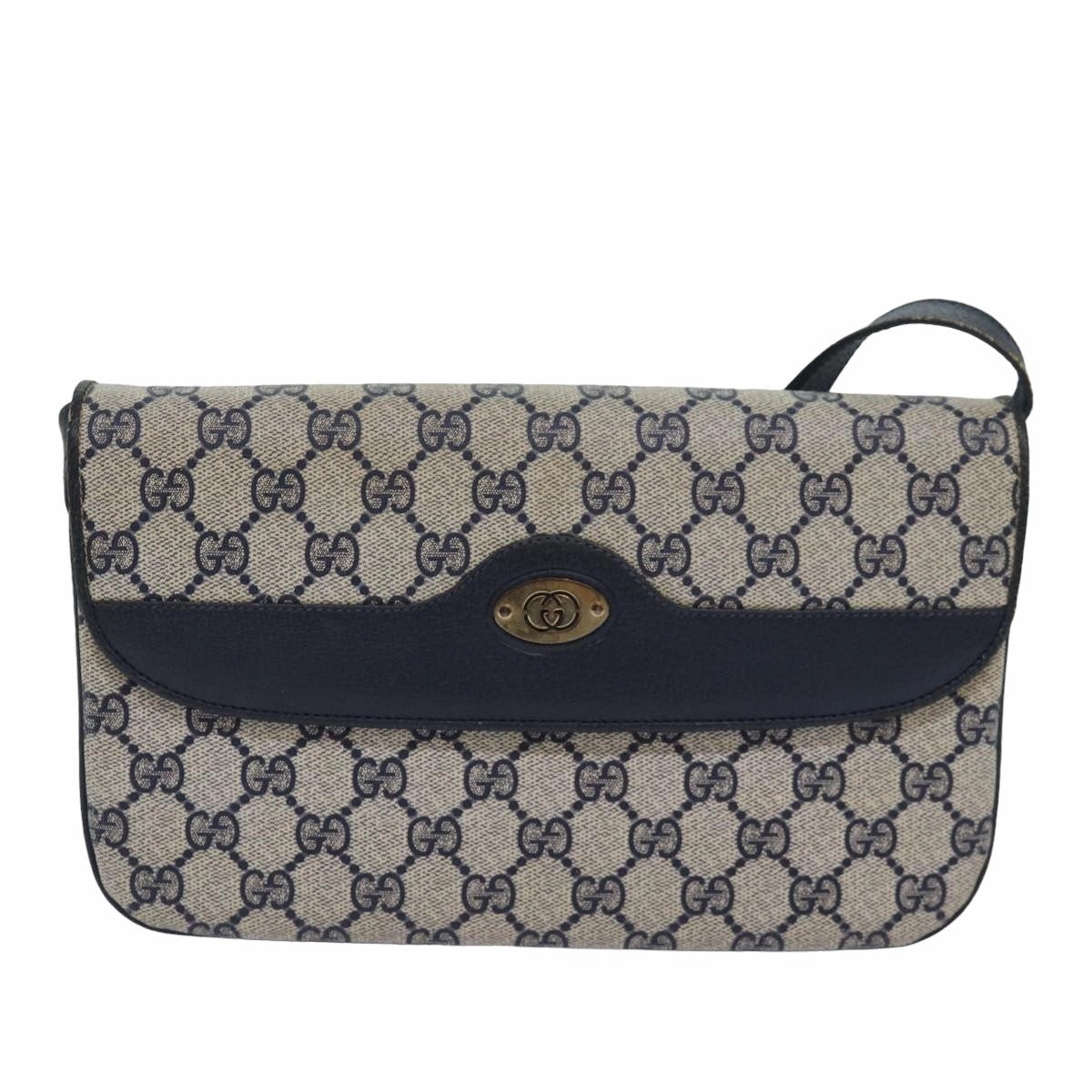 GUCCI GG Supreme Shoulder Bag PVC Leather Navy 004 106 0024  ar11976