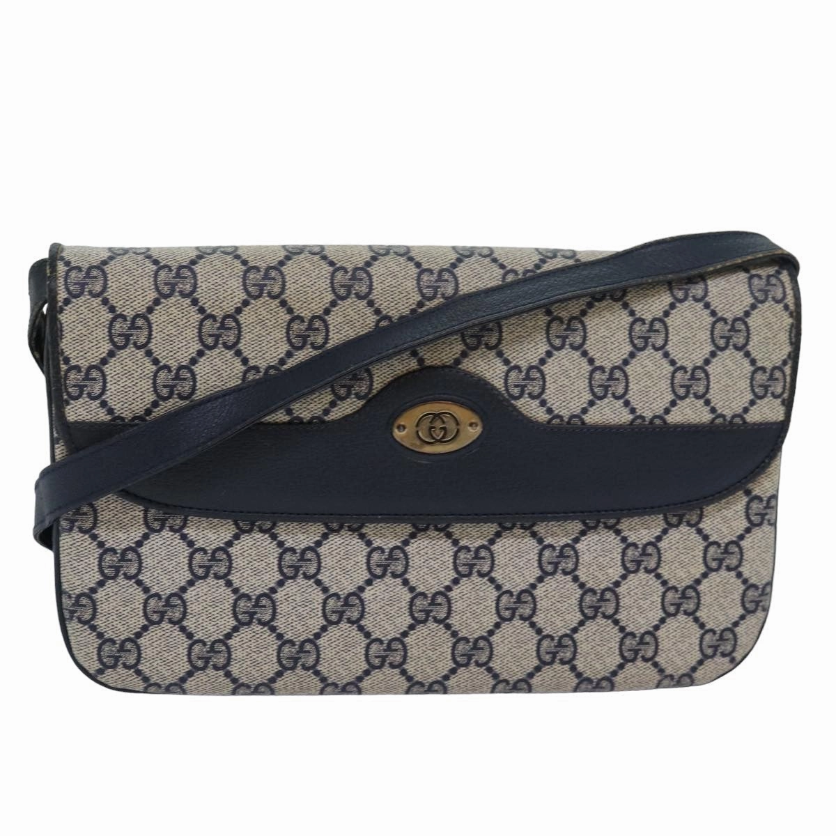 GUCCI GG Supreme Shoulder Bag PVC Leather Navy 004 106 0024  ar11976