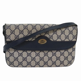 GUCCI GG Supreme Shoulder Bag PVC Leather Navy 004 106 0024  ar11976