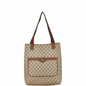 Gucci GG Supreme Tote Shoulder Bag Beige Brown