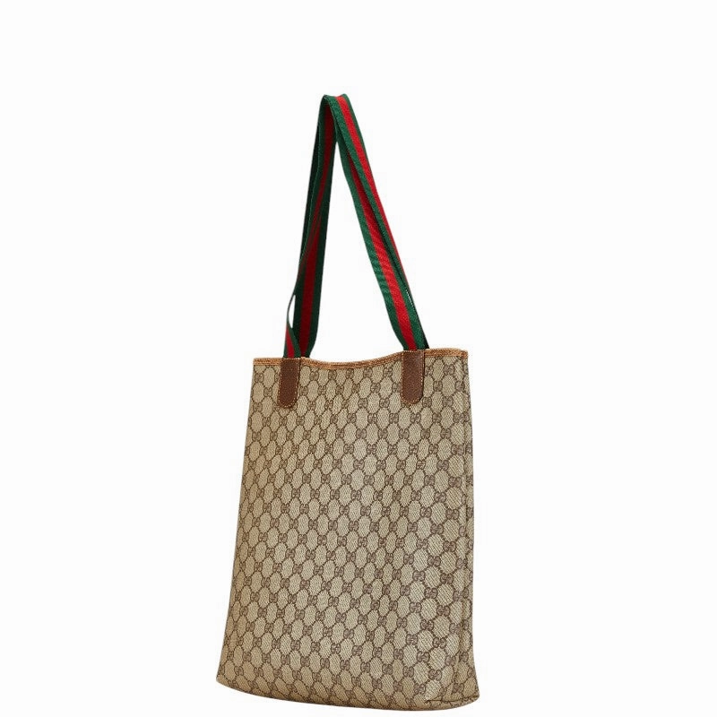 Gucci GG Supreme Tote Shoulder Bag Beige Brown
