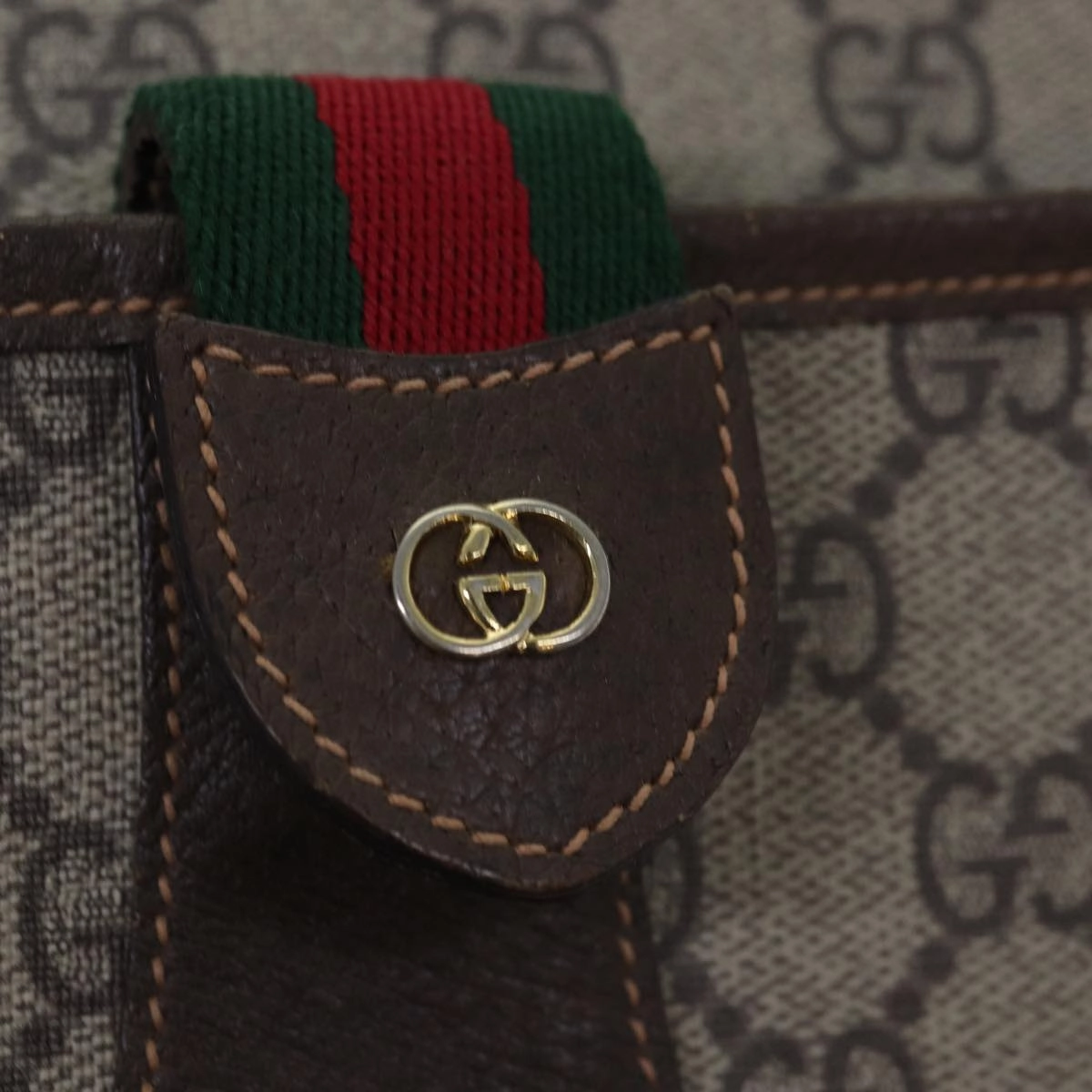 GUCCI GG Supreme Web Sherry Line Shoulder Bag Beige Red 001 123  12792