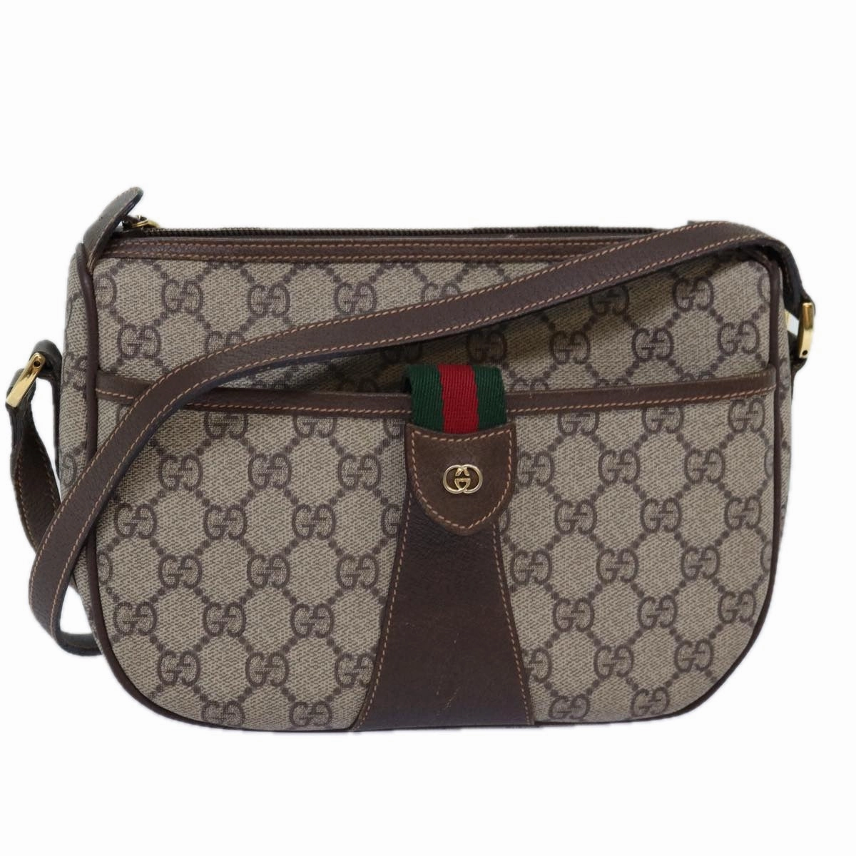 GUCCI GG Supreme Web Sherry Line Shoulder Bag Beige Red 001 123  12792
