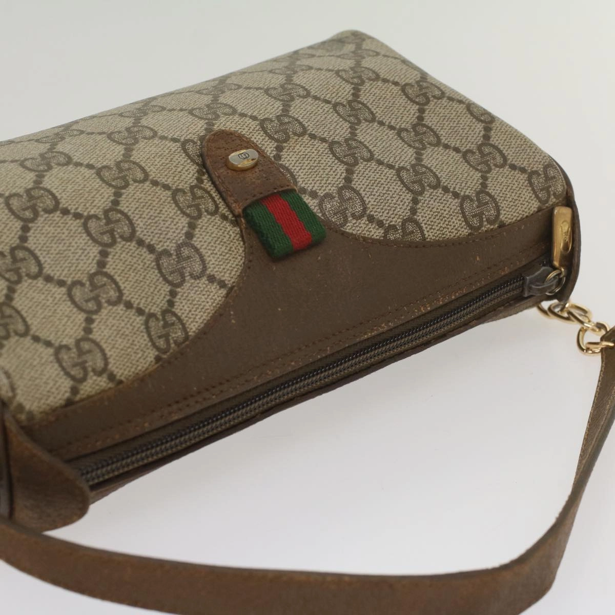 GUCCI GG Supreme Web Sherry Line Shoulder Bag Beige Red 89 02 018  bs9008
