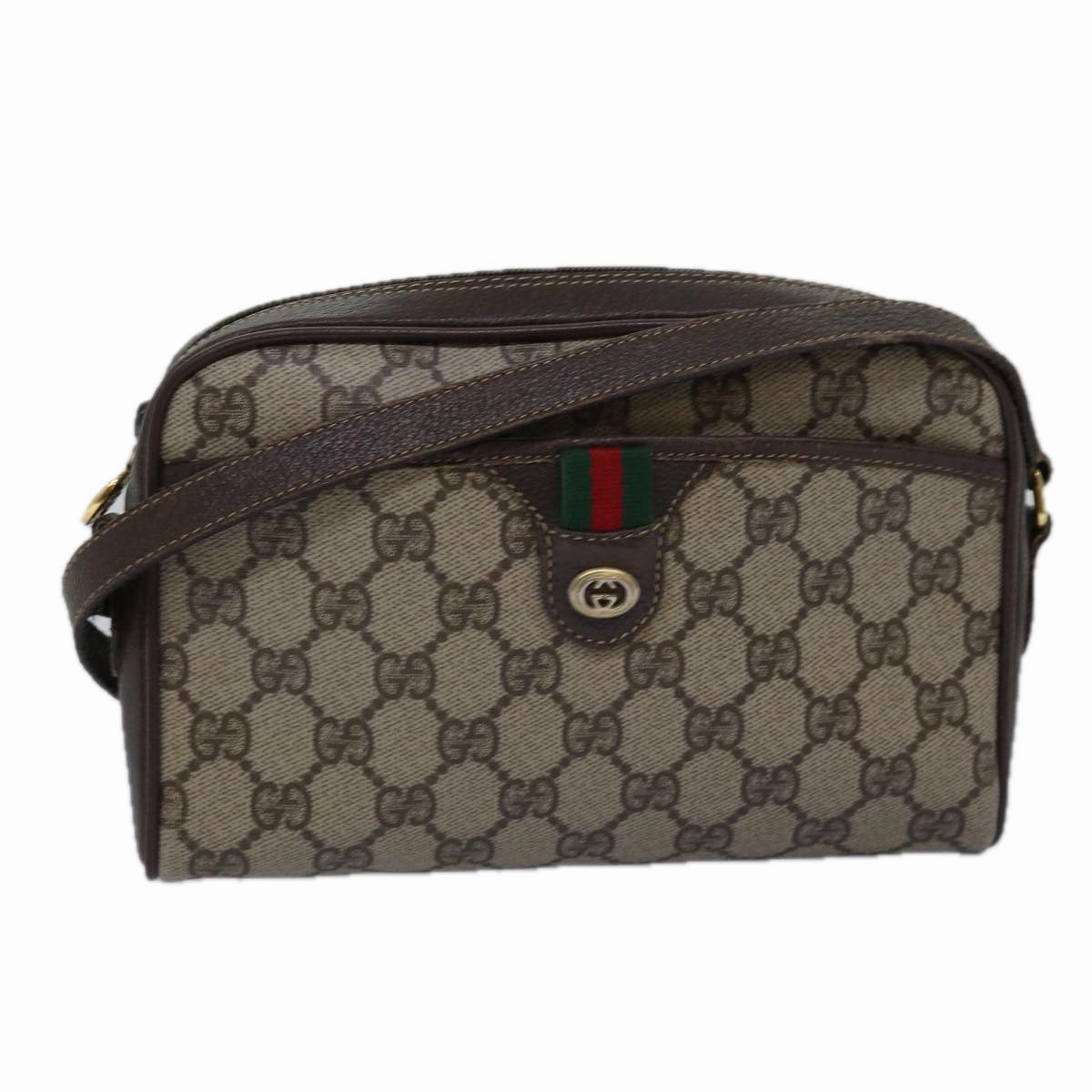 GUCCI GG Supreme Web Sherry Line Shoulder Bag PVC Beige 116 02 089  ep4437