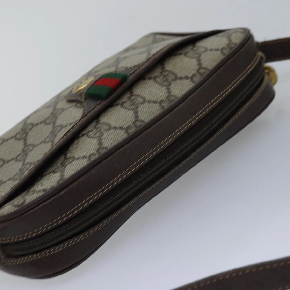 GUCCI GG Supreme Web Sherry Line Shoulder Bag PVC Beige 116 02 089  ep4437