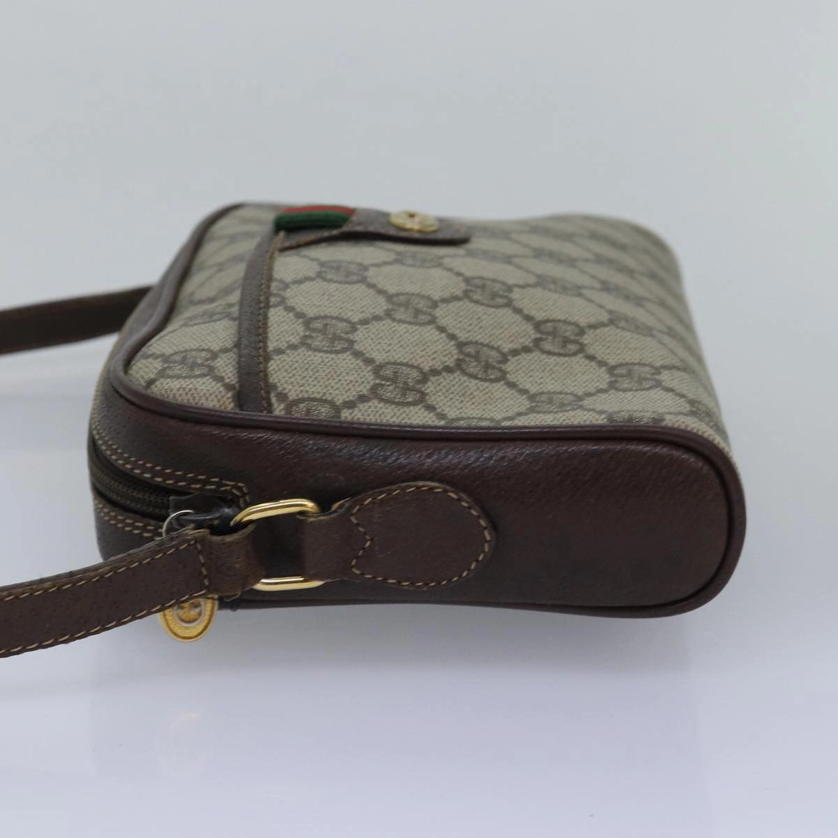 GUCCI GG Supreme Web Sherry Line Shoulder Bag PVC Beige 116 02 089  ep4437