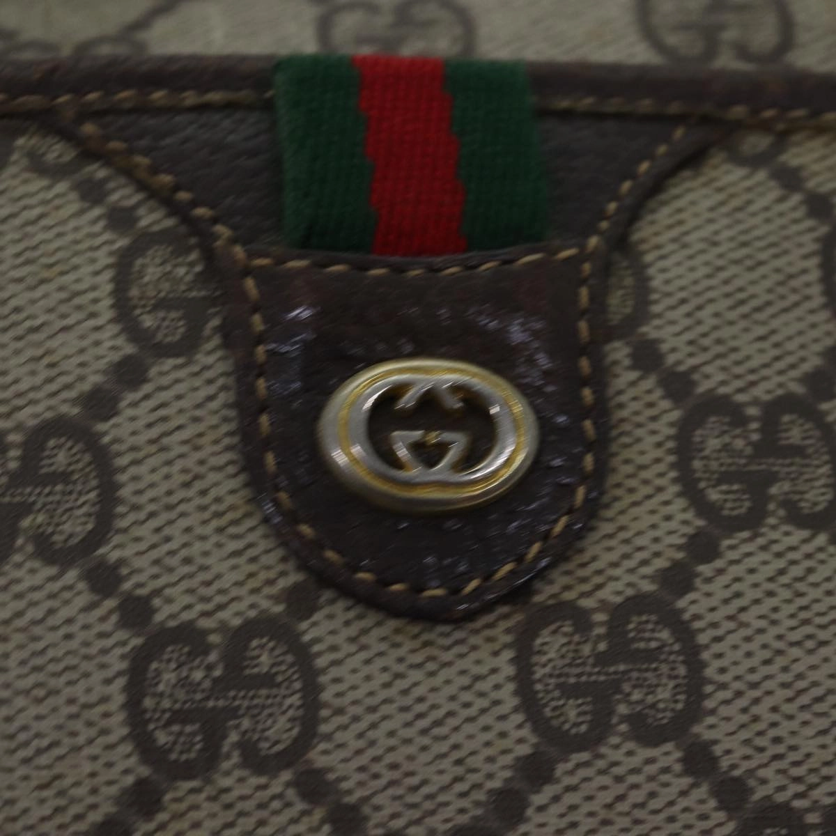 GUCCI GG Supreme Web Sherry Line Shoulder Bag PVC Beige 116 02 089  ep4437