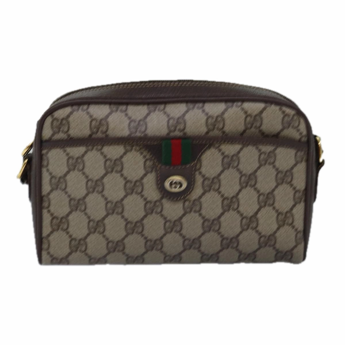 GUCCI GG Supreme Web Sherry Line Shoulder Bag PVC Beige 116 02 089  ep4437