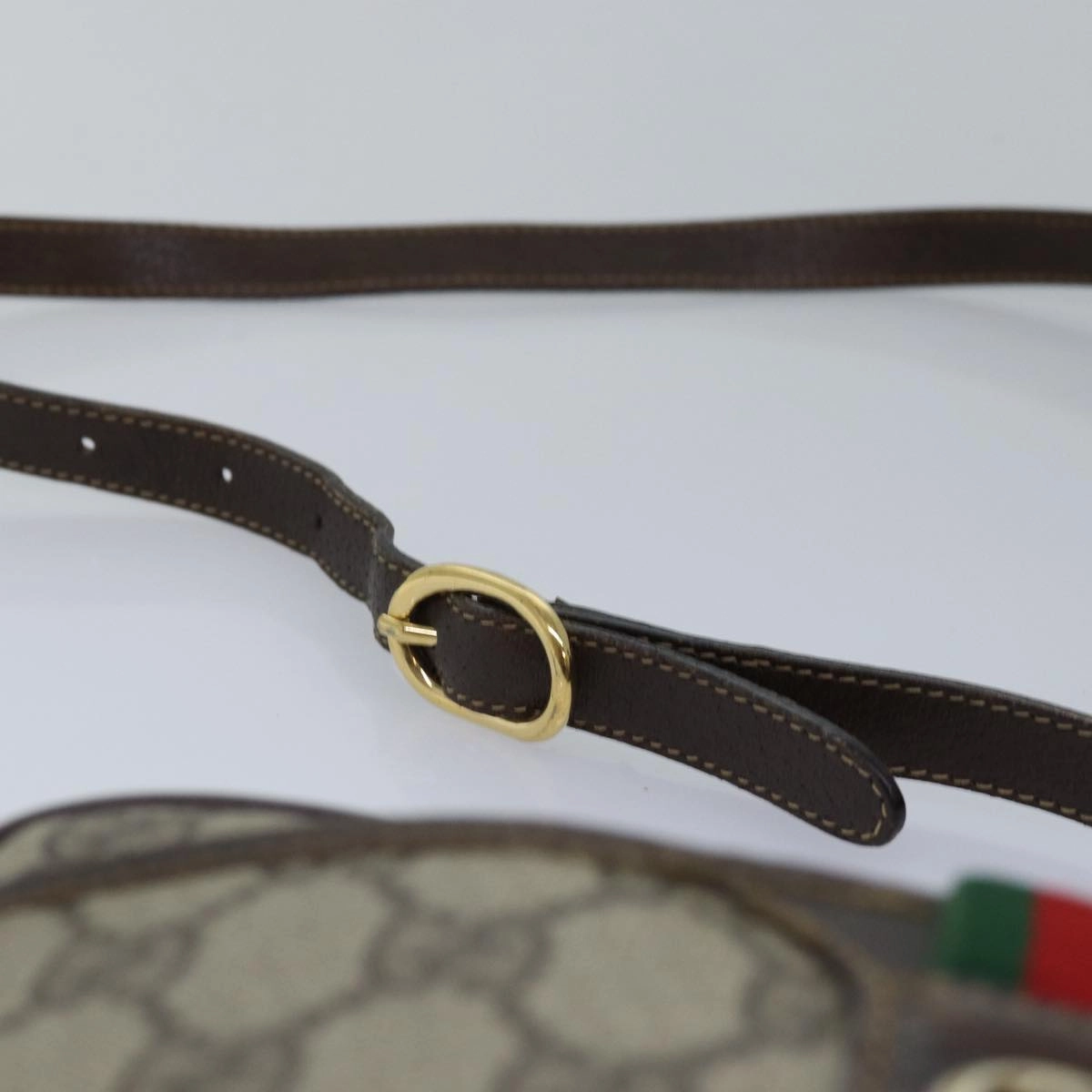 GUCCI GG Supreme Web Sherry Line Shoulder Bag PVC Beige 116 02 089  ep4437